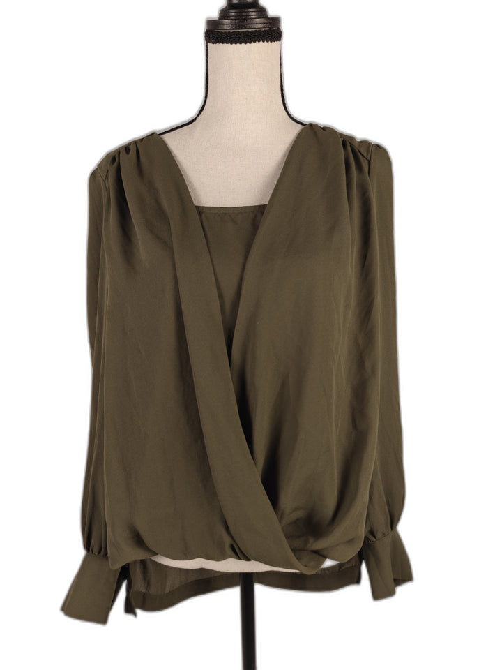 Women’s Cooper &amp; Ella Surplice Blouse Olive Green Size Medium