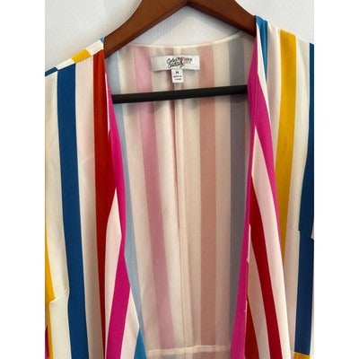 Women’s Color Me Courtney Taira Wrap Dress Multi Color Striped Maxi Sz M