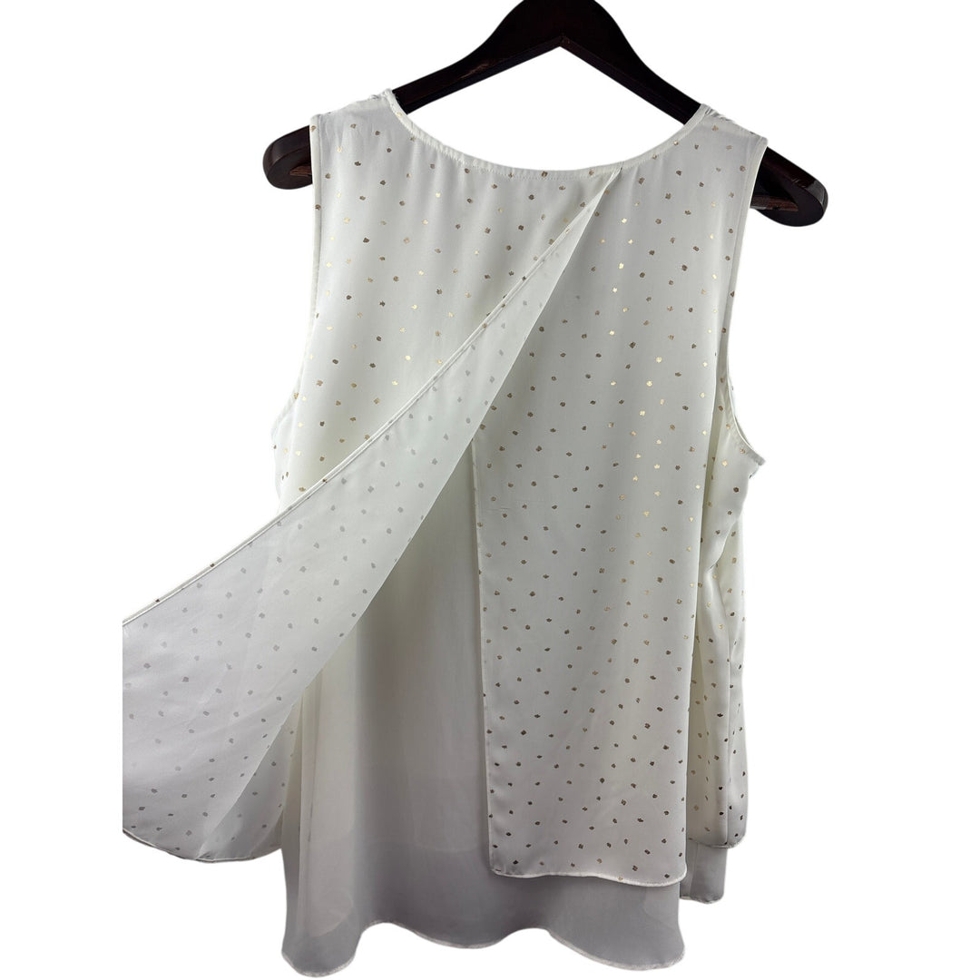 Women’s APT. 9 XL White Sleeveless Blouse w/ Gold Accents