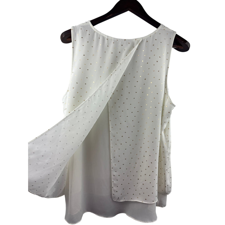 Women’s APT. 9 XL White Sleeveless Blouse w/ Gold Accents
