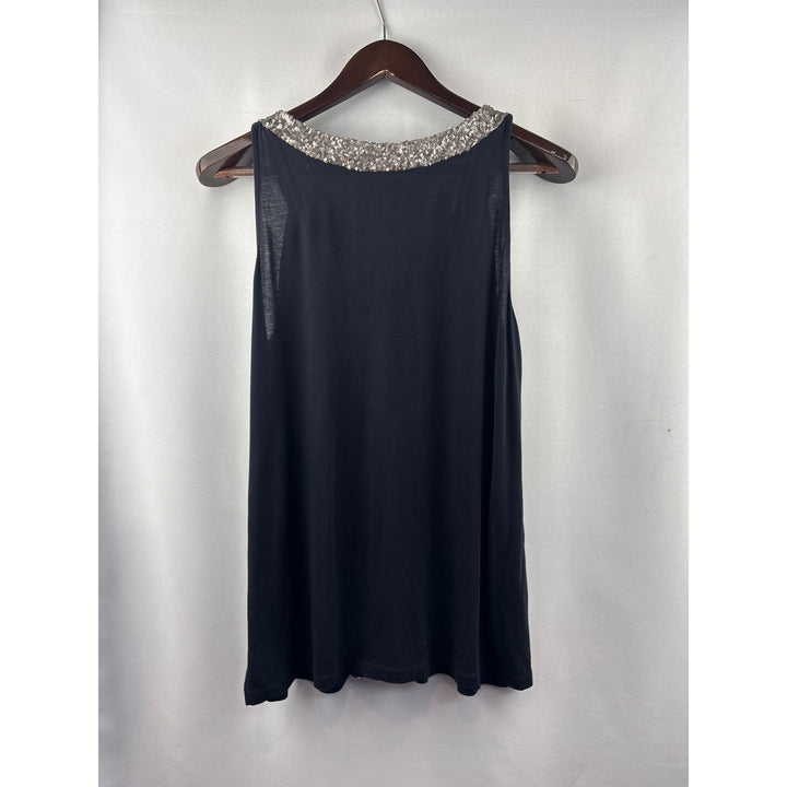 Women’s a.n.a XL Black Sleeveless Blouse w/ Silver Sequin Detail