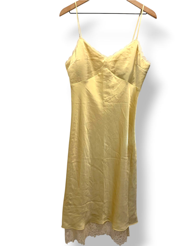 Abercrombie &amp; Fitch Yellow Lace Trim Slip Dress Size L NWT Y2K Fairycore