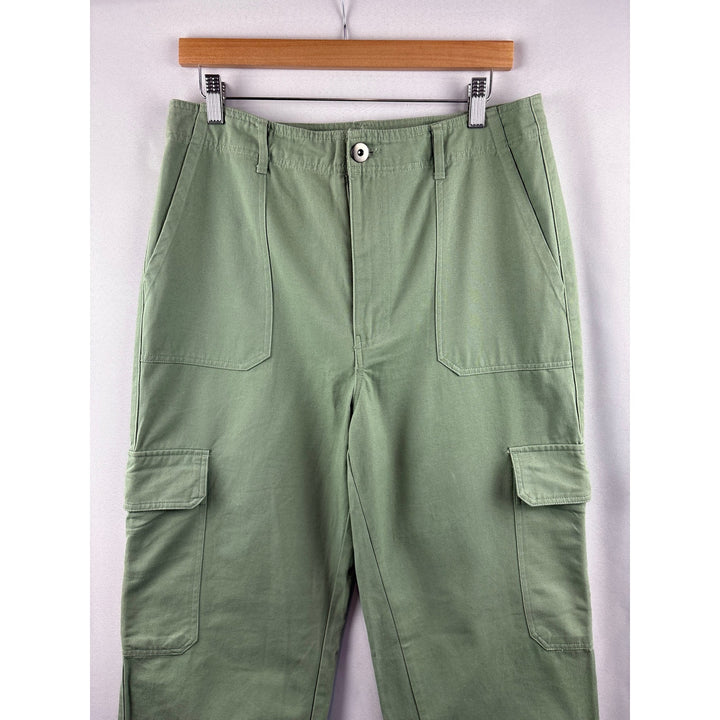 Women’s Mi Ami Francesca’s Large Leaf Green Cargo Pants w/ Floral Embroidery