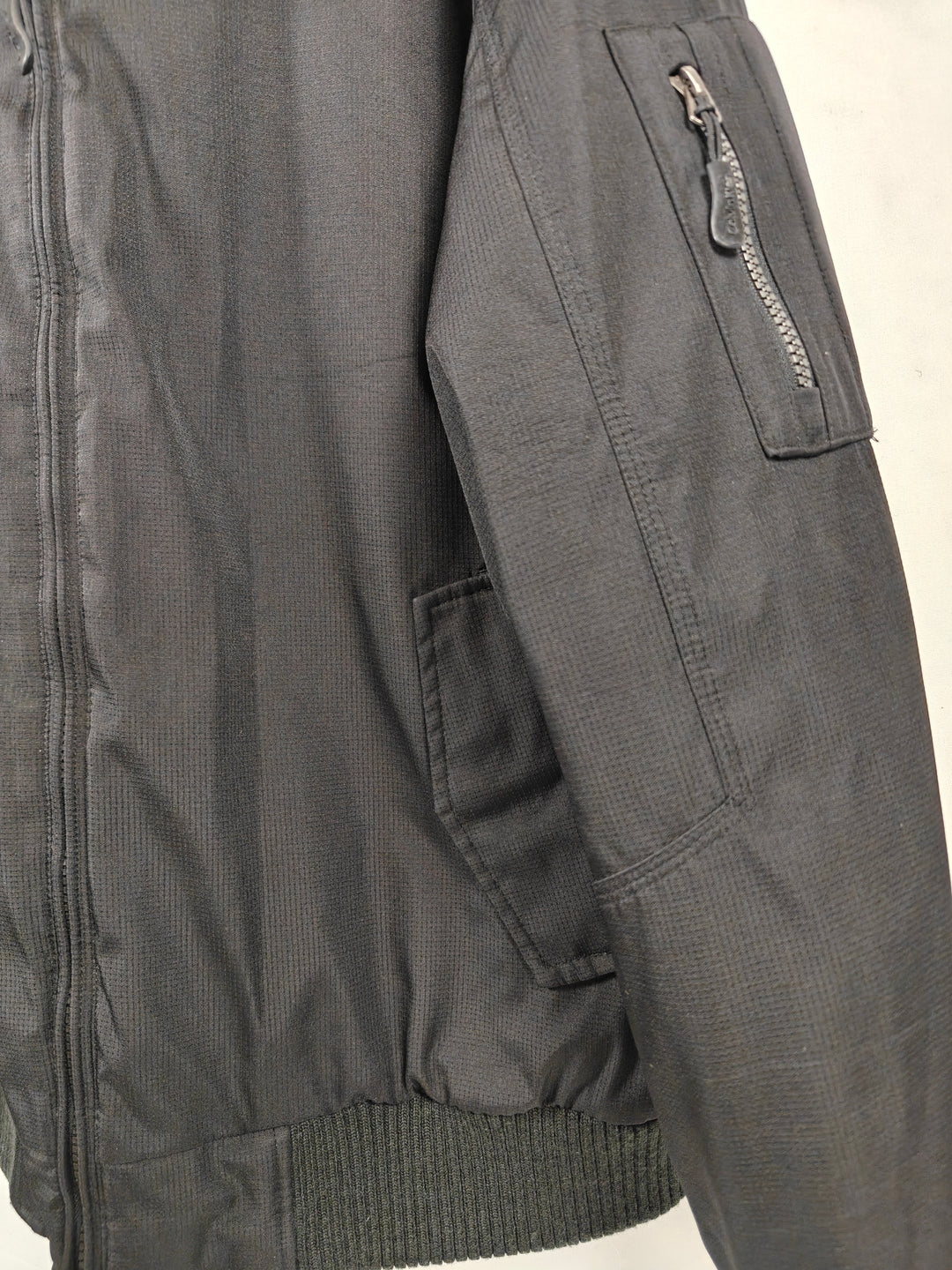 Mens Calvin Klein Black Ribbed Collar Bomber Jacket Large
