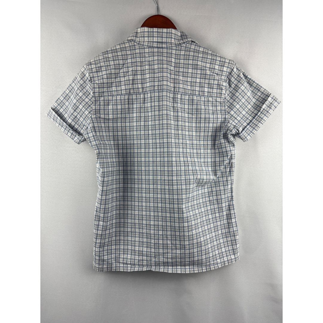 Liz Claiborne Lizwear Womens Plaid Short Sleeve Shirt S Cotton/Spandex