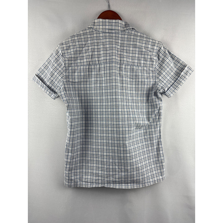 Liz Claiborne Lizwear Womens Plaid Short Sleeve Shirt S Cotton/Spandex