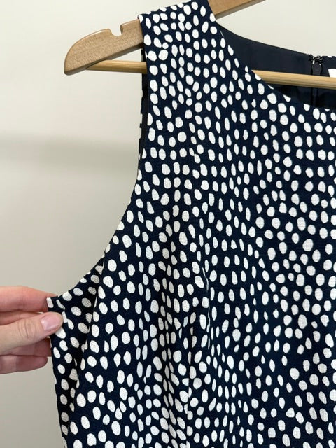 J.Crew Oncilla Print Basketweave Black White Sheath Dress Sz14 NWOT