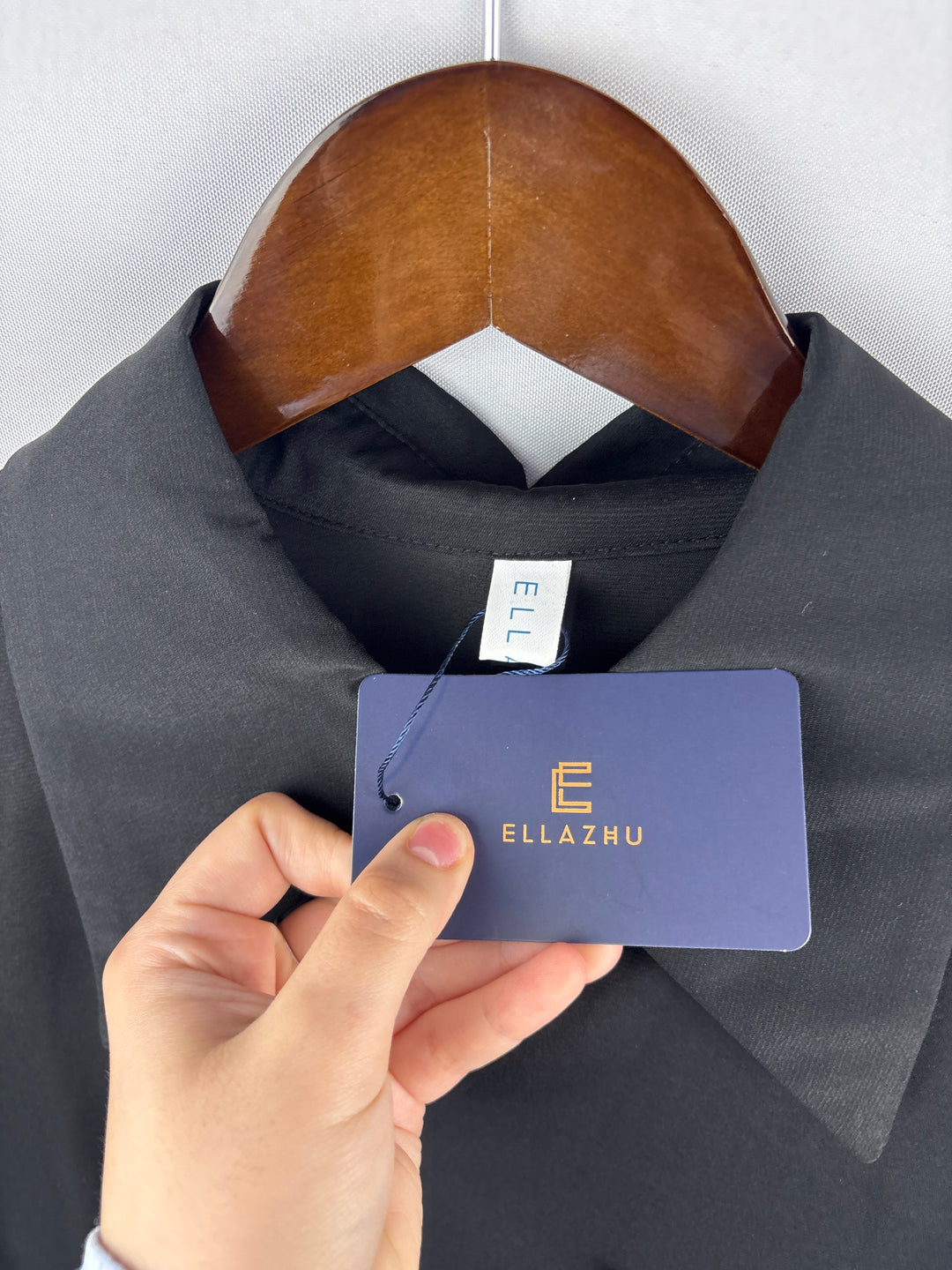 Women’s Ellazhu Black Asymmetrical Buttoned Shirt