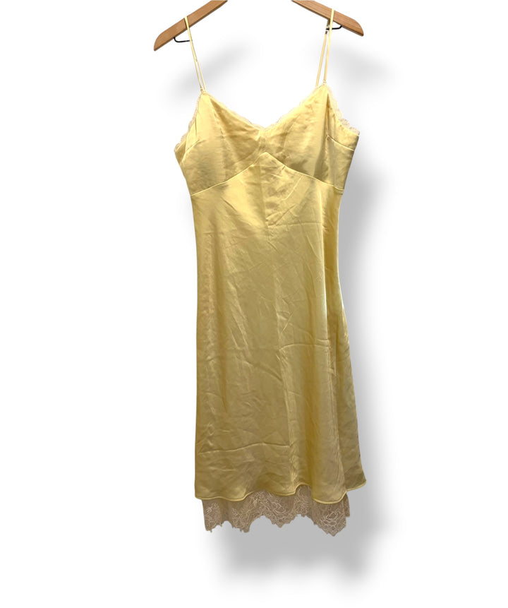 Abercrombie &amp; Fitch Yellow Lace Trim Slip Dress Size L NWT Y2K Fairycore