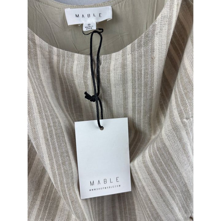 Women’s Mable Small Cream & Beige Striped Sleeveless Romper