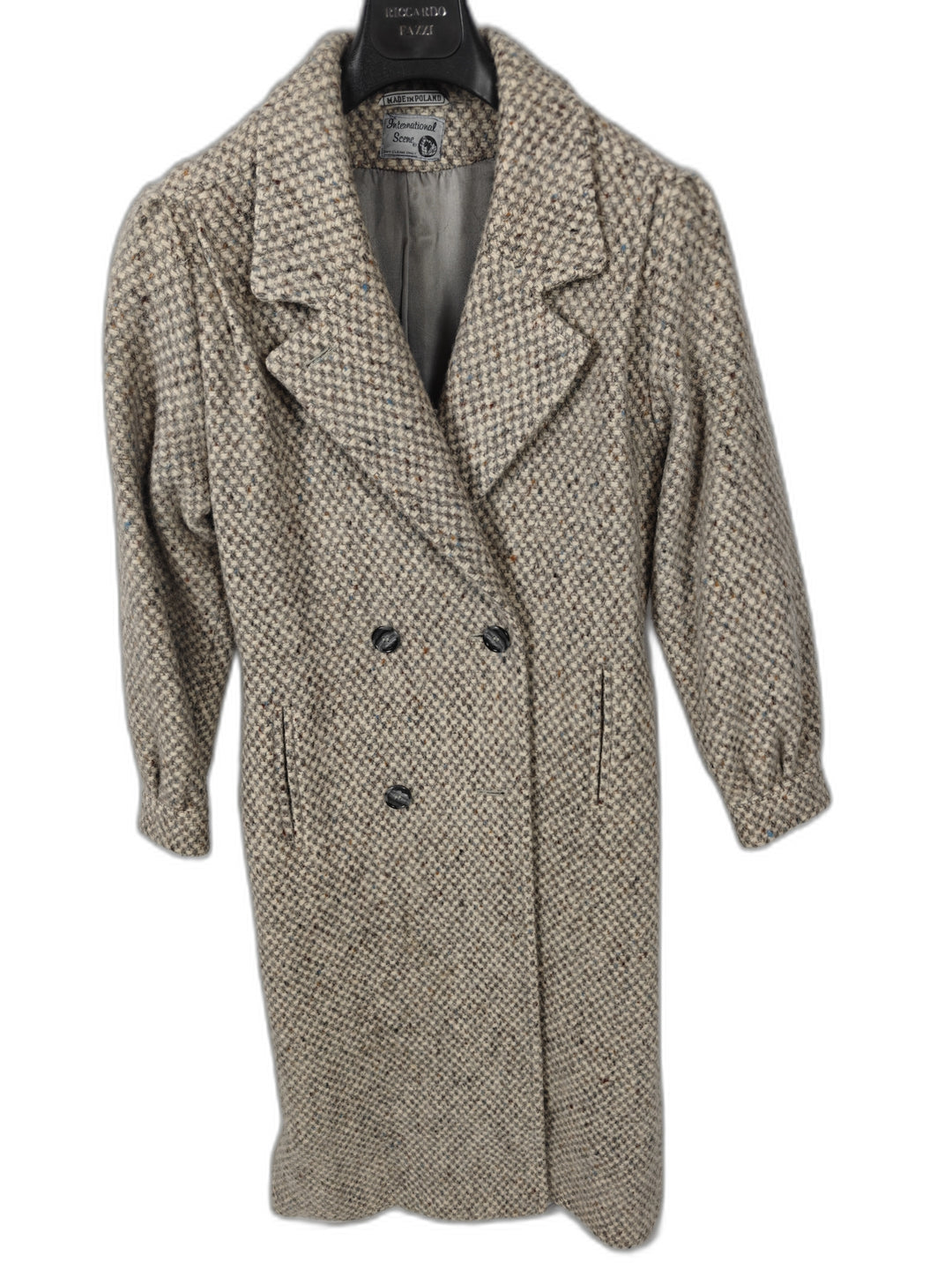Womens International Scene Vintage Double Breasted Tweed Coat Size 5 6