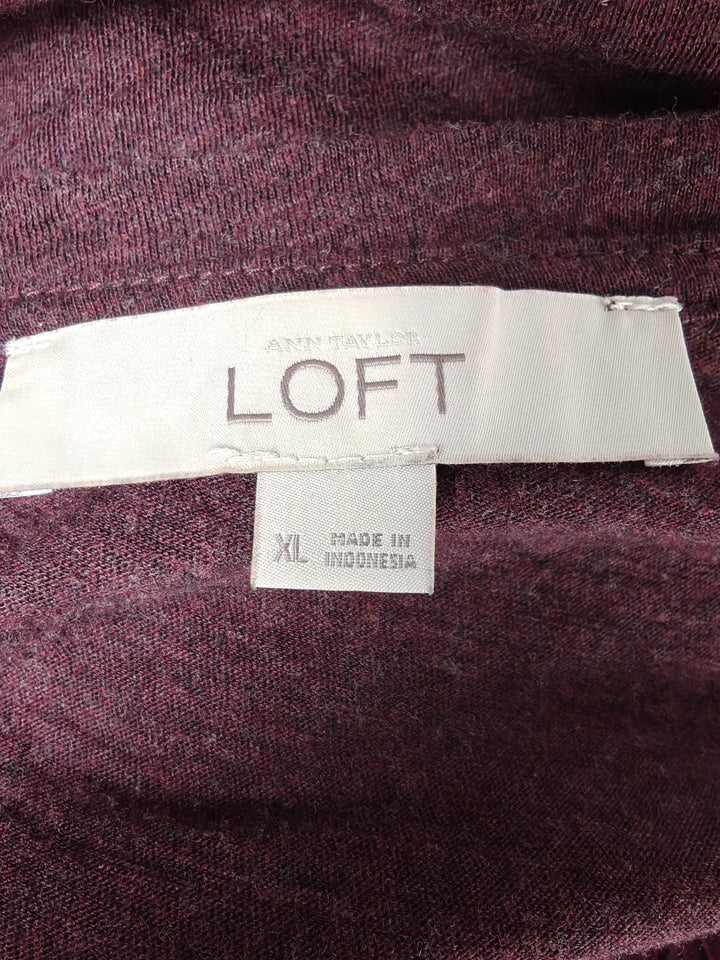 Women Ann Taylor LOFT Lace Front Blouse Burgundy Size XL