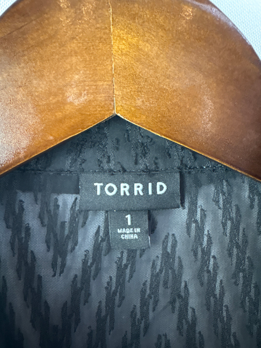 Women’s Torrid Size 1 Black Sheer Patterned Button Up Blouse