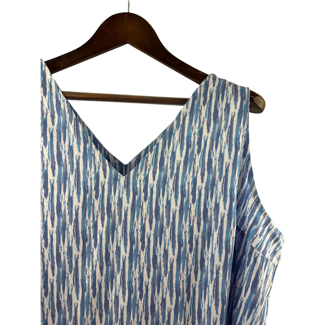 Women’s Eddie Bauer XL Blue & White Patterned Sleeveless Blouse