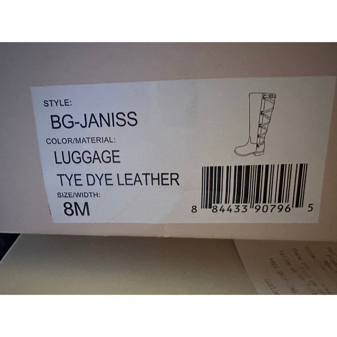 Women’s BCBGeneration Janiss Luggage Leather Riding Boots Tan Size 8