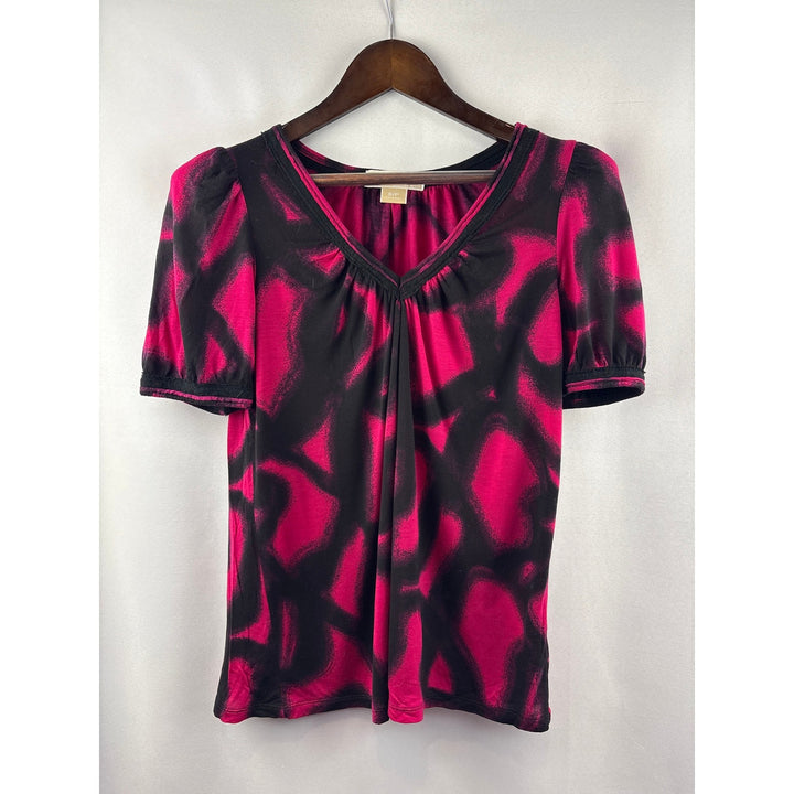 Women’s Michael by Michael Kors Small Pink & Black Short Sleeve Blouse