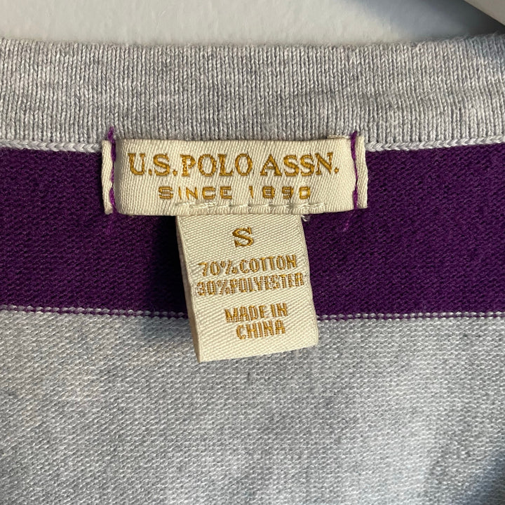 U.S.Polo Assn Y2k V neck Striped Sweater Purple Grey size Small