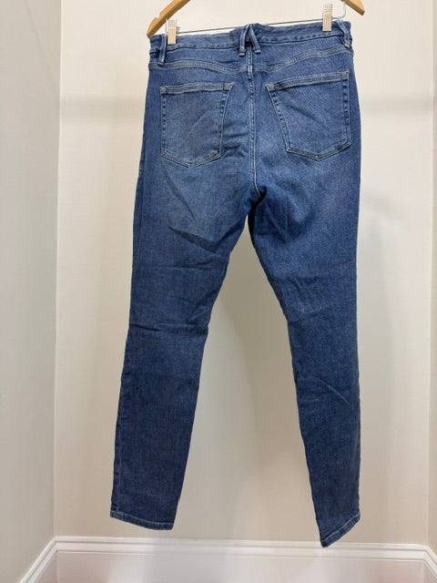 Good American Distressed Skinny Jeans Leopard Detail Sz14/32