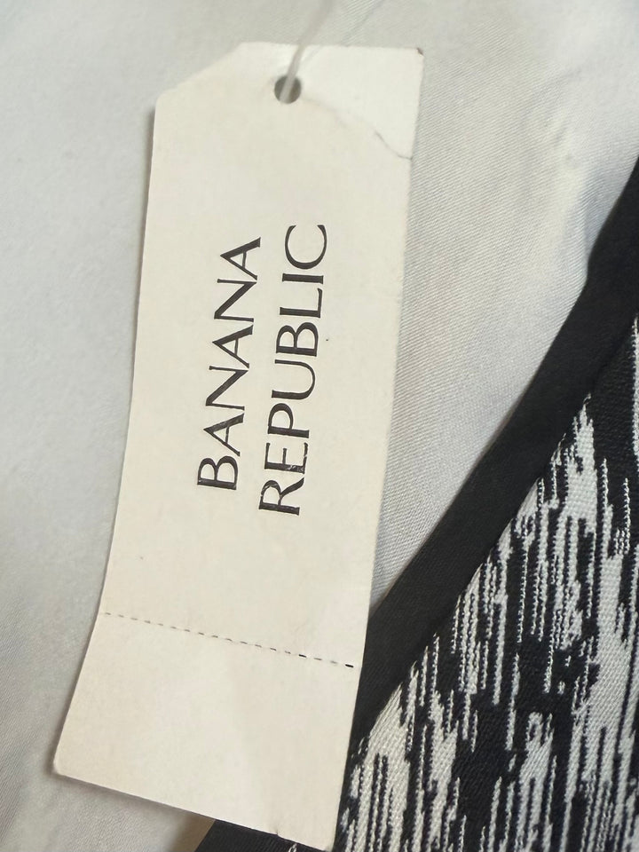 Banana Republic Black White Abstract Print Zip Sheath Dress Size 8 Cocktail Work