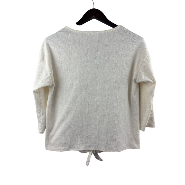 Women’s Old Navy Medium Cream 3/4 Sleeve Shirt w/ Front Knot