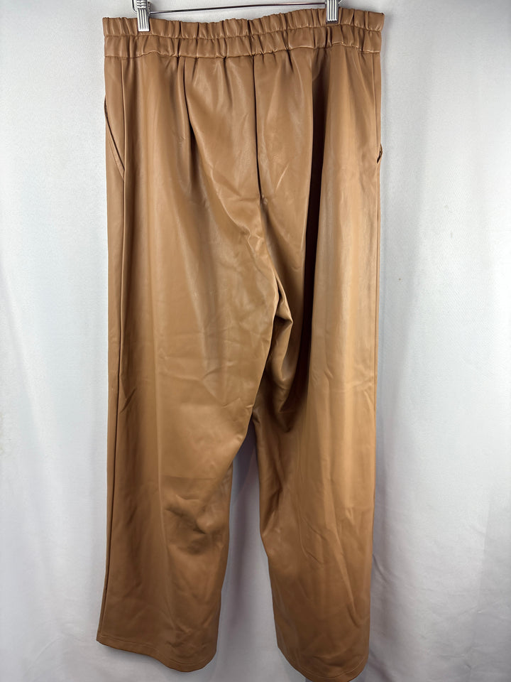 Women’s Studio Untold Size 18 Latte Brown Faux Leather Pants
