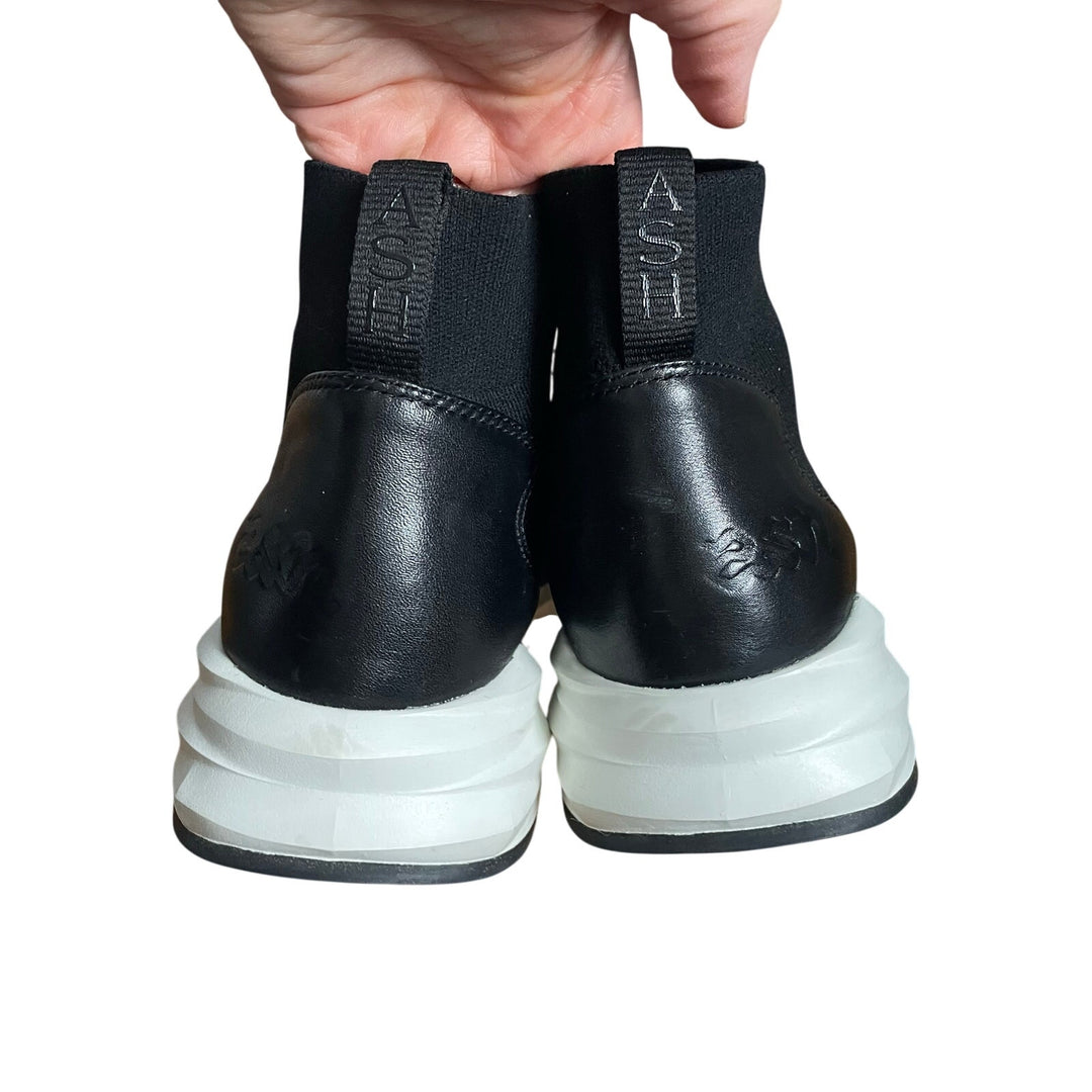 Ash Spot knit sock sneakers in midnight black chunky rubber sole EU 40 US 9