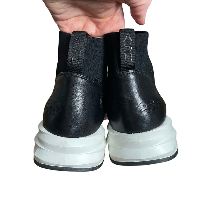 Ash Spot knit sock sneakers in midnight black chunky rubber sole EU 40 US 9