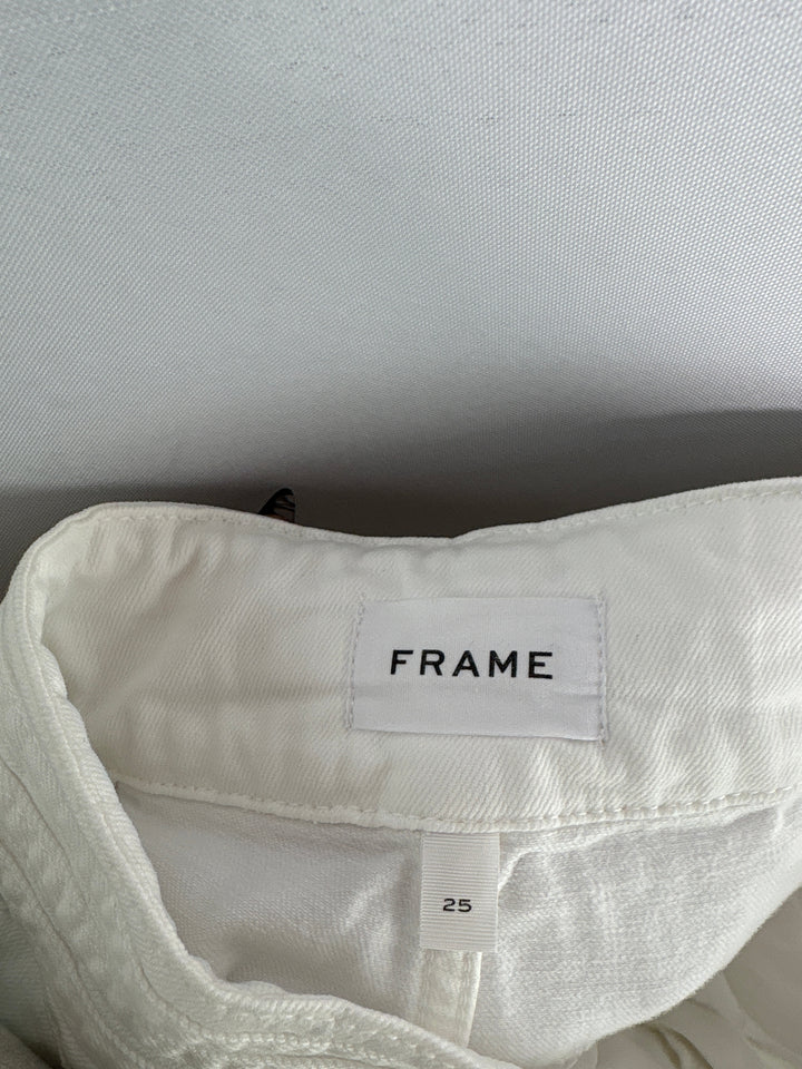 Womens Frame White Wide Leg High Waisted Cotton Jeans Size 25