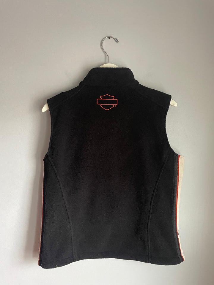 Harley Davidson Black Fleece Vest Full Zip Side Stripe Logo Size L Fall Layer