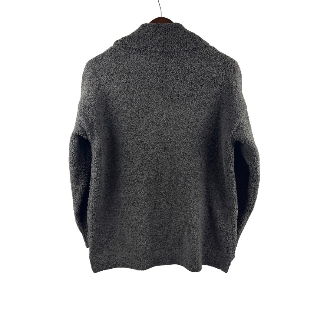 Women’s Barefoot Dreams Large Dark Gray Folded Collared Pullover Plush Sweater