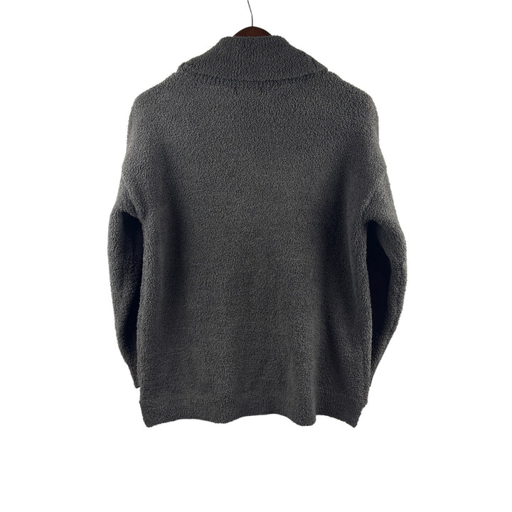 Women’s Barefoot Dreams Large Dark Gray Folded Collared Pullover Plush Sweater