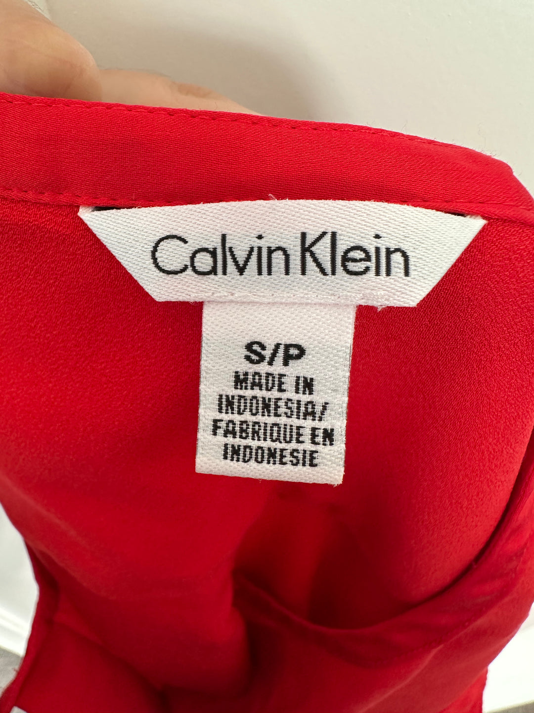 Calvin Klein Red Convertible Sleeve Button-Down Dress Shirt Size S