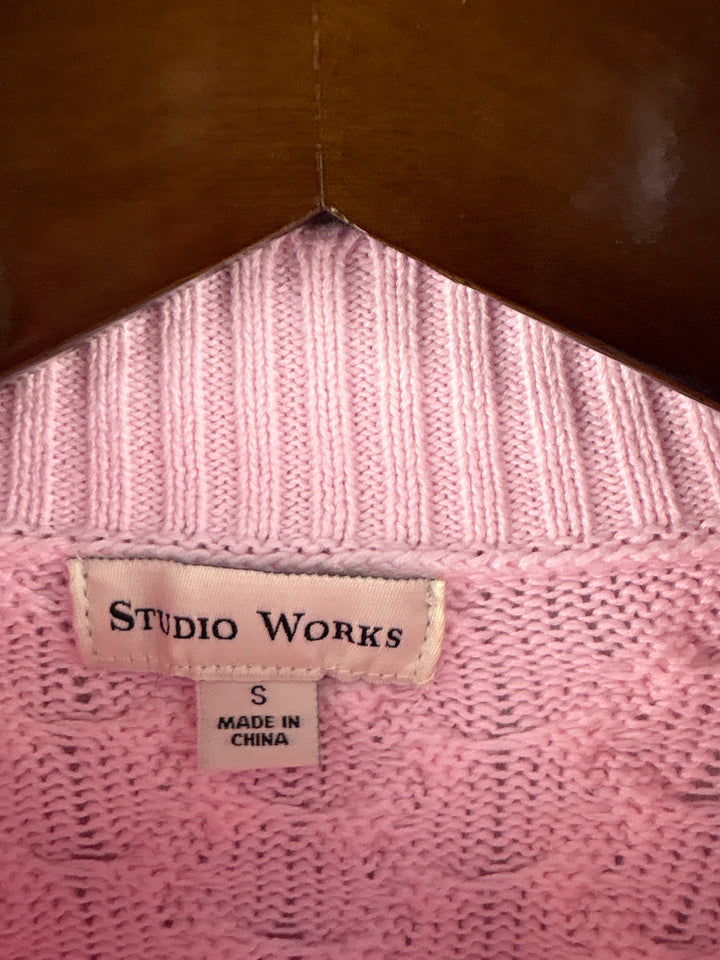 Women’s Studio Works Small Light Pink Cable Knit Sweater