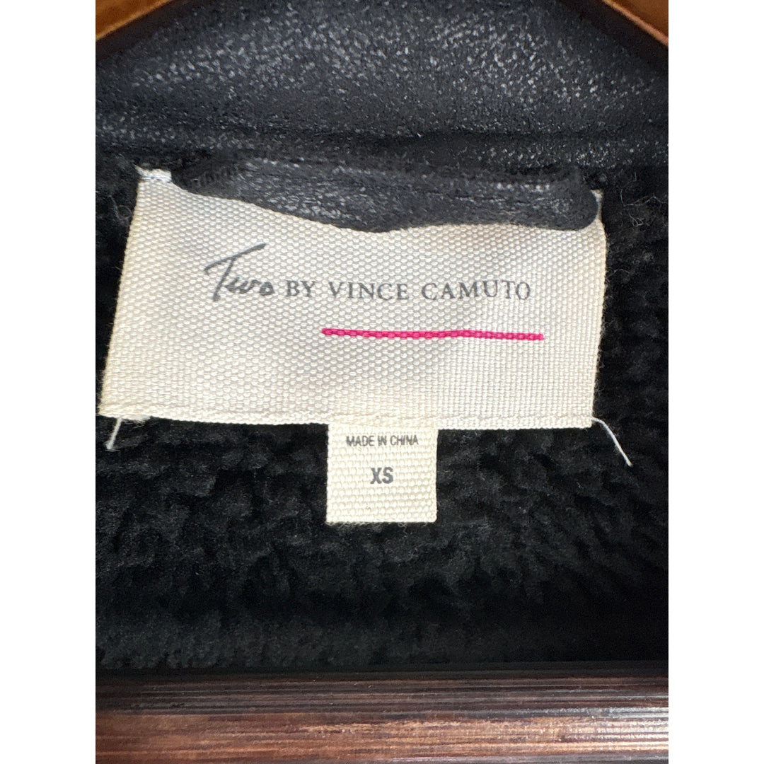 Women’s Two by Vince Camuto XS Black Suede Fur Lined Coat
