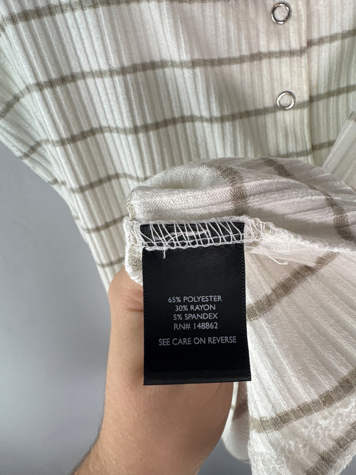 Womens Torrid Size 1X White Beige Striped Ribbed Button Up Tank Top