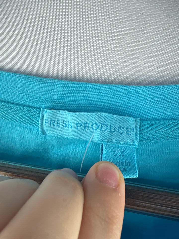 Women’s Fresh Produce Size 2X Bright Blue Long Sleeve Top