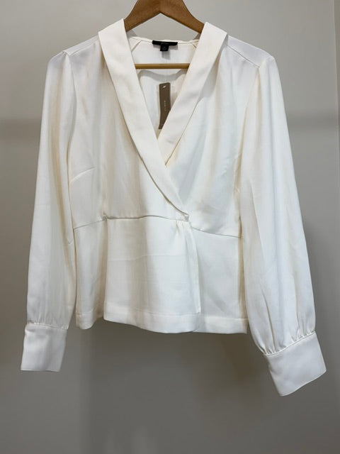 J.Crew Faux Wrap Blouse Ivory Long Sleeve Top Size 12 NWT