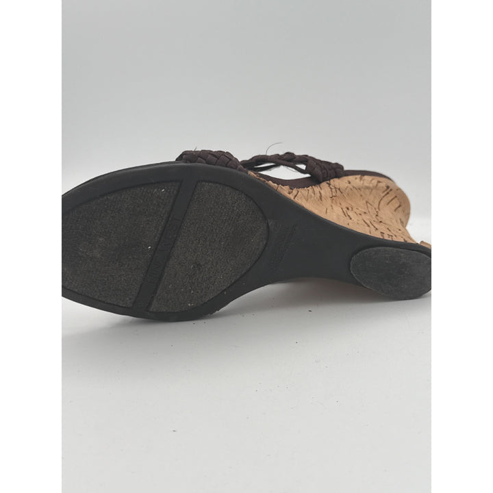 Nine West Womens Brown Woven Cork Wedge Sandals Size 7.5