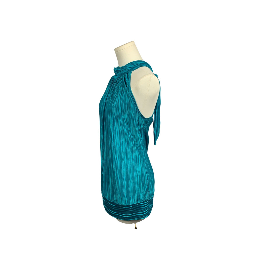 Heart Soul Womens Turquoise Sleeveless Halter Neck Top L Polyester
