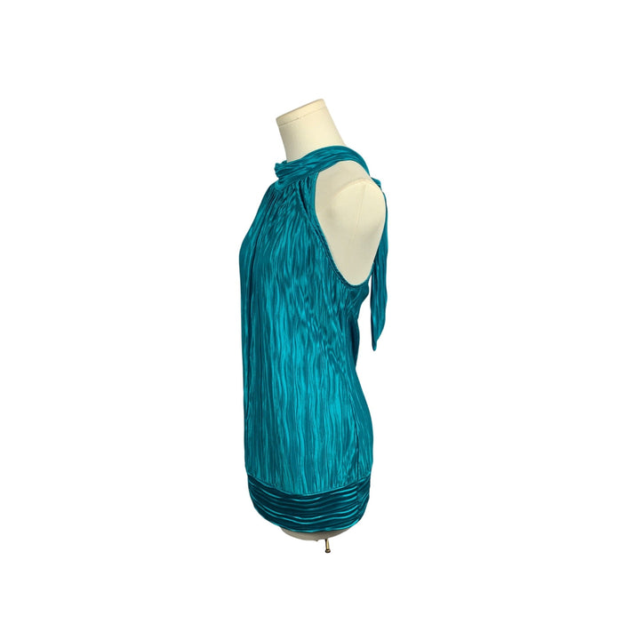 Heart Soul Womens Turquoise Sleeveless Halter Neck Top L Polyester