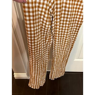 Saylor Brown/White Checkered Jumpsuit Size XS