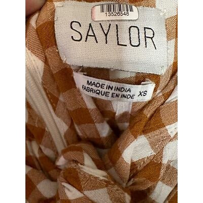Saylor Brown/White Checkered Jumpsuit Size XS
