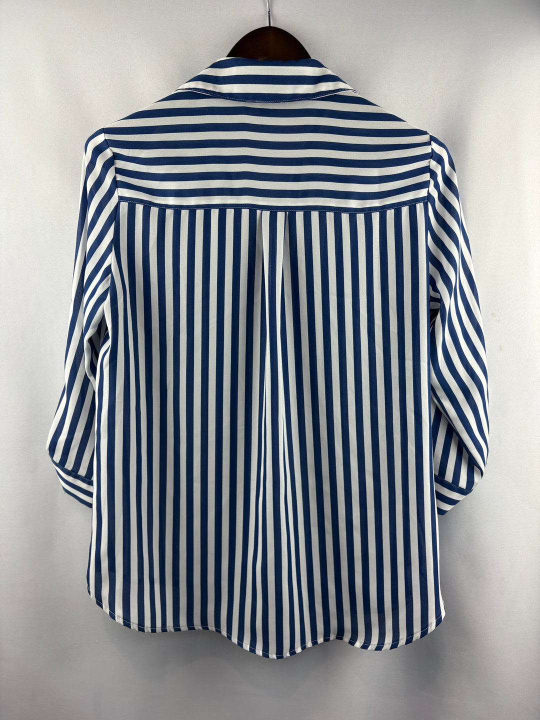 Women’s BCX Large Blue & White Striped Button Up