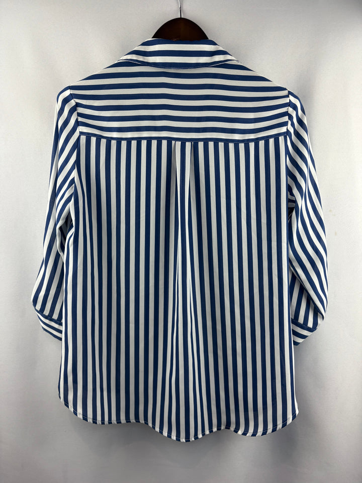 Women’s BCX Large Blue & White Striped Button Up