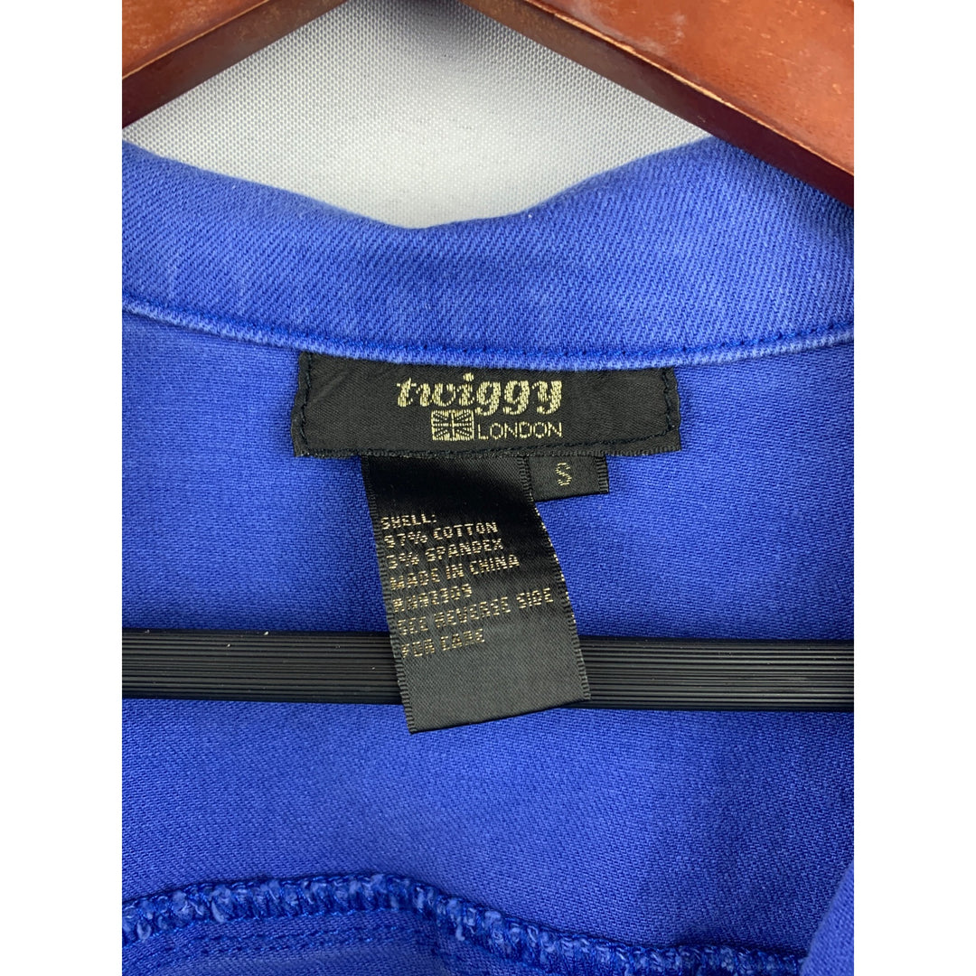 Twiggy London Womens Blue Denim Jacket With Crochet Trim Size S