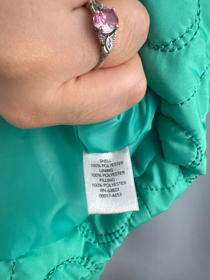 Women’s CJ Banks Size 2X Teal Swirl Embroidered Puffer Vest