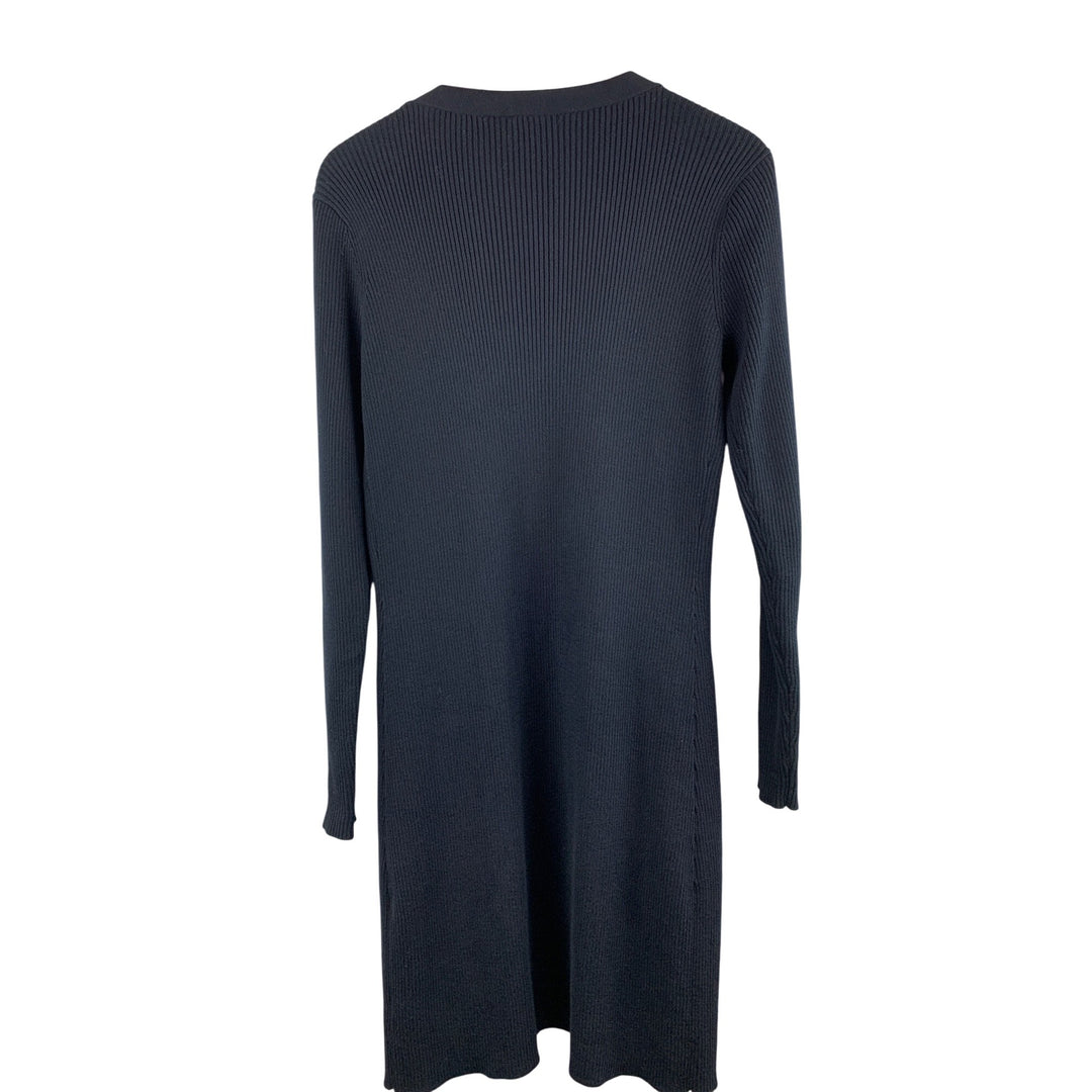 Cabi Womens Ribbed Knit Long Cardigan Sweater S Navy Blue Button Front