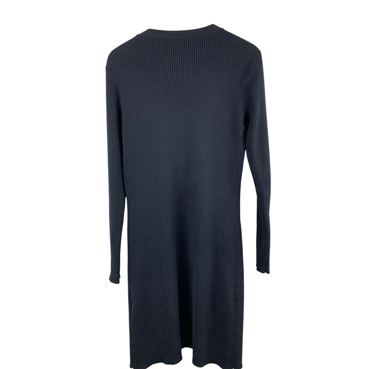 Cabi Womens Ribbed Knit Long Cardigan Sweater S Navy Blue Button Front