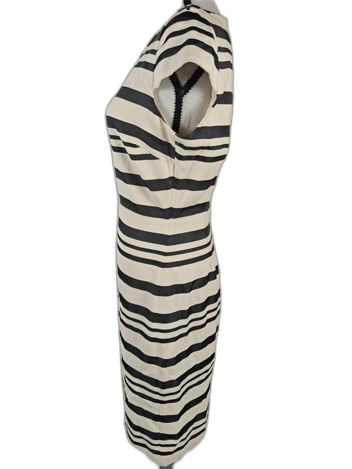 Women’s J.Crew Sheath Dress Black Ivory Striped Size 0