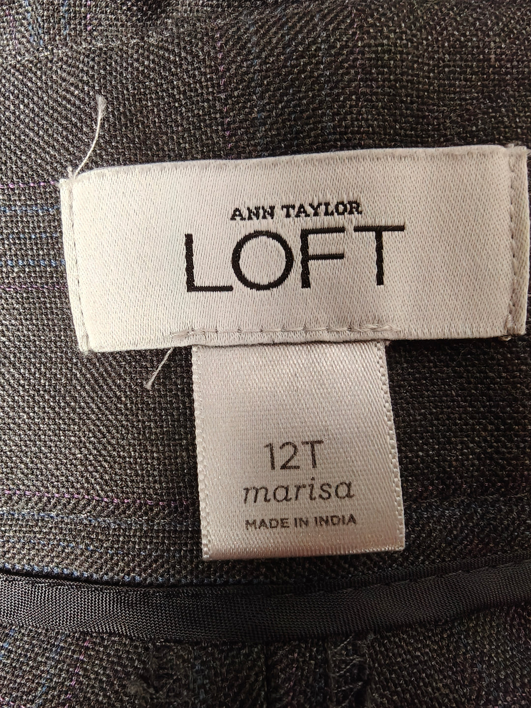Womens LOFT Marisa Dress Pants Gray Plaid Size 12T